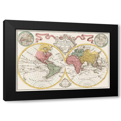 A map of the world 1775 Black Modern Wood Framed Art Print with Double Matting by L isle, de Guillaume