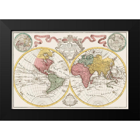 A map of the world 1775 Black Modern Wood Framed Art Print by L isle, de Guillaume