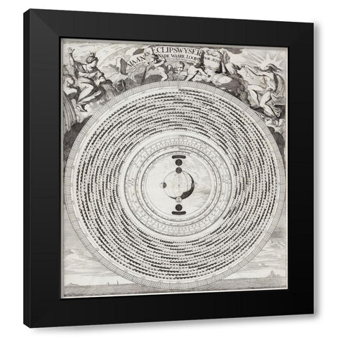 Moon and Eclipse Pointer 1695 Black Modern Wood Framed Art Print by Luyken, Caspar