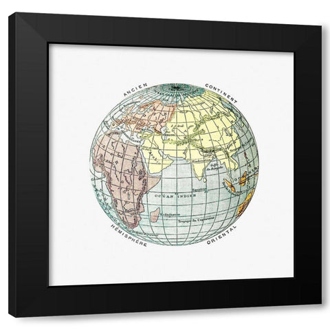 World atlas from The Practical Teaching of Geography 1878 Black Modern Wood Framed Art Print with Double Matting by British Library