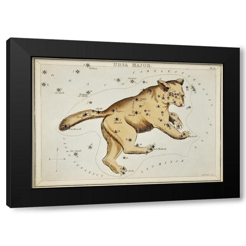 Astronomical chart illustration of the Ursa Major Black Modern Wood Framed Art Print with Double Matting by Hall, Sidney