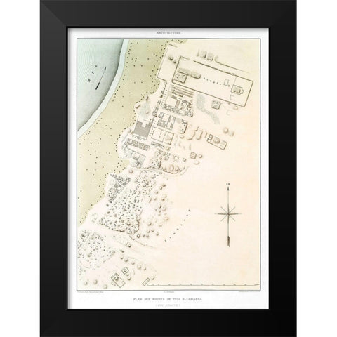 Plan of the ruins of Tell el Amarna 1878 Black Modern Wood Framed Art Print by d Avennes, Emile Prisse