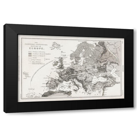 Geology-The Principal Features of Europe Geological 1820 Black Modern Wood Framed Art Print with Double Matting by Goldsmith, Oliver