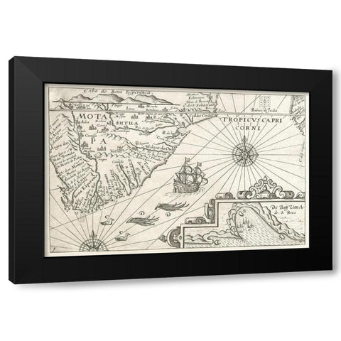 Map of the Cape of Good Hope Black Modern Wood Framed Art Print with Double Matting by Vintage Maps