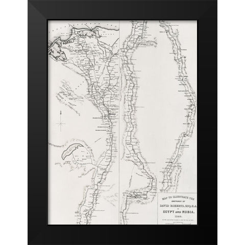 Map to the sketches in Egypt and Nubai illustration Black Modern Wood Framed Art Print by Roberts, David
