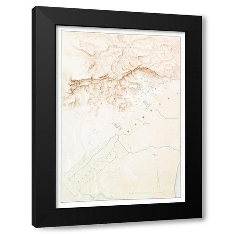 Topographic map of the ruins of Thebes Black Modern Wood Framed Art Print with Double Matting by d Avennes, Emile Prisse