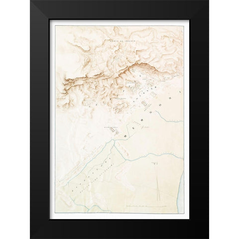 Topographic map of the ruins of Thebes Black Modern Wood Framed Art Print by d Avennes, Emile Prisse