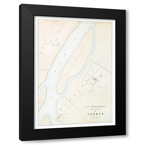 Topographic map of the ruins of Thebes Black Modern Wood Framed Art Print with Double Matting by d Avennes, Emile Prisse