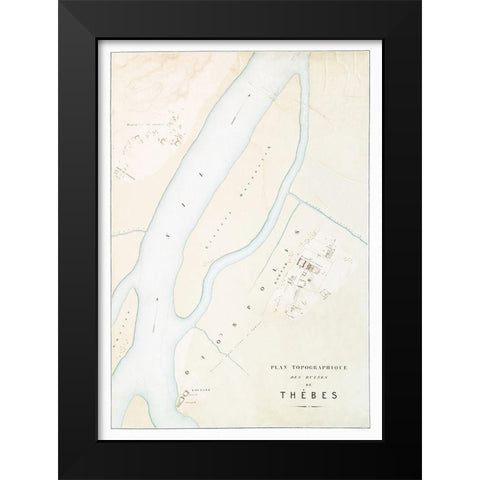 Topographic map of the ruins of Thebes Black Modern Wood Framed Art Print by d Avennes, Emile Prisse