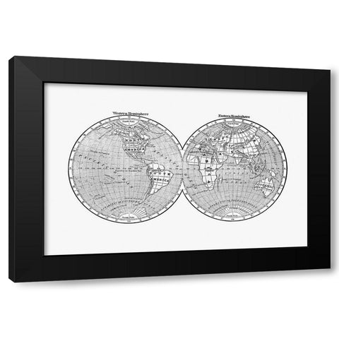 World map from A System of Geography-for the use of Schools 1860 Black Modern Wood Framed Art Print with Double Matting by Morse, Sidney Edwards
