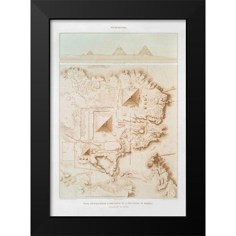 Topographic map of part of the Memphite Necropolis 1878 Black Modern Wood Framed Art Print by d Avennes, Emile Prisse