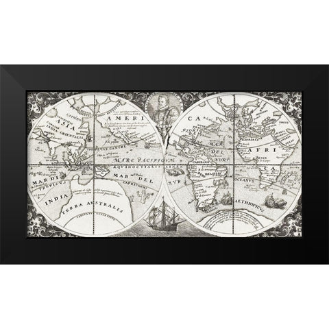 Grand voyages-Part VIII title page from Grand voyages 1596 Black Modern Wood Framed Art Print by Bry, de Theodor