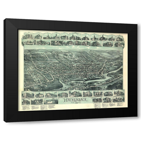 Hackensack-New Jersey 1896 Black Modern Wood Framed Art Print by Vintage Places