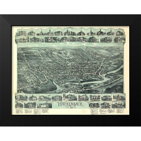 Hackensack-New Jersey 1896 Black Modern Wood Framed Art Print by Vintage Places