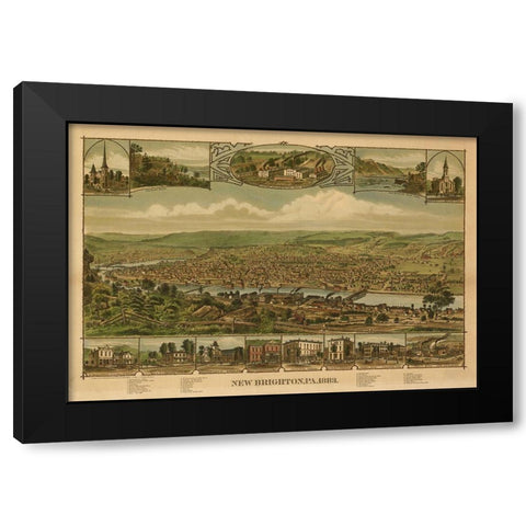 New Brighton-Pennsylvania 1883 Black Modern Wood Framed Art Print by Vintage Places