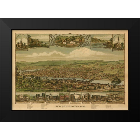New Brighton-Pennsylvania 1883 Black Modern Wood Framed Art Print by Vintage Places