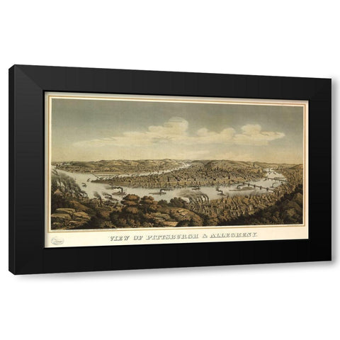 Pittsburgh and Allegheny Pennsylvania 1871 Black Modern Wood Framed Art Print by Vintage Places