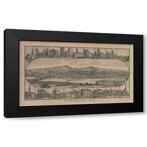 Towanda-Pennsylvania 1880 Black Modern Wood Framed Art Print with Double Matting by Vintage Places