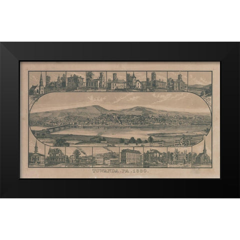 Towanda-Pennsylvania 1880 Black Modern Wood Framed Art Print by Vintage Places