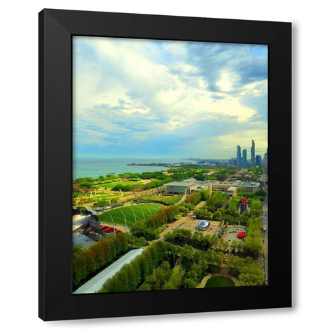 Chicago Sky Black Modern Wood Framed Art Print with Double Matting by Ghanooni, Sarah