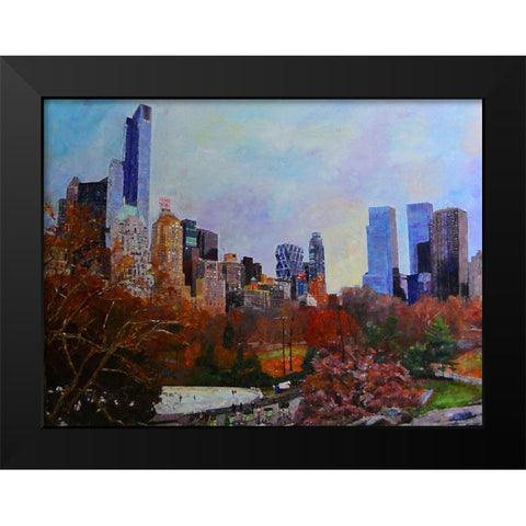 Fall in Central Park Black Modern Wood Framed Art Print by Ghanooni, Sarah