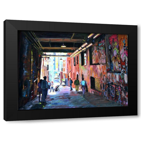 Grafitti Alley Black Modern Wood Framed Art Print with Double Matting by Ghanooni, Sarah
