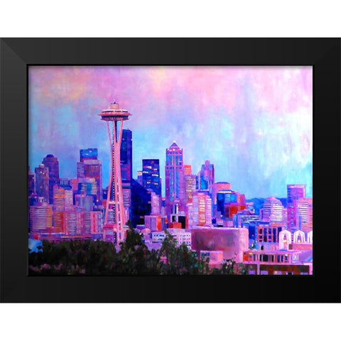 View of Seattle Black Modern Wood Framed Art Print by Ghanooni, Sarah
