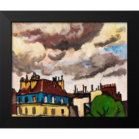 Rooftops and Clouds-Paris Black Modern Wood Framed Art Print by Sayen, Henry Lyman