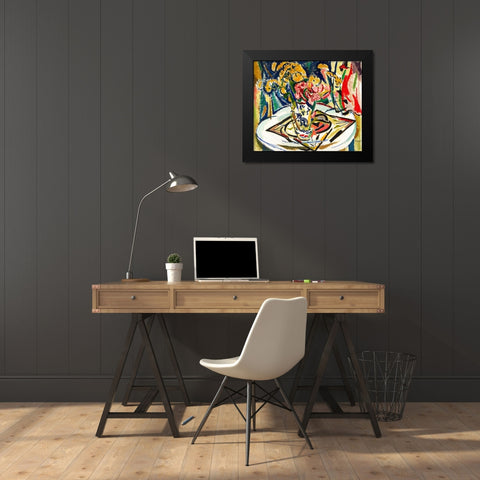 Flowers Black Modern Wood Framed Art Print by Sayen, Henry Lyman