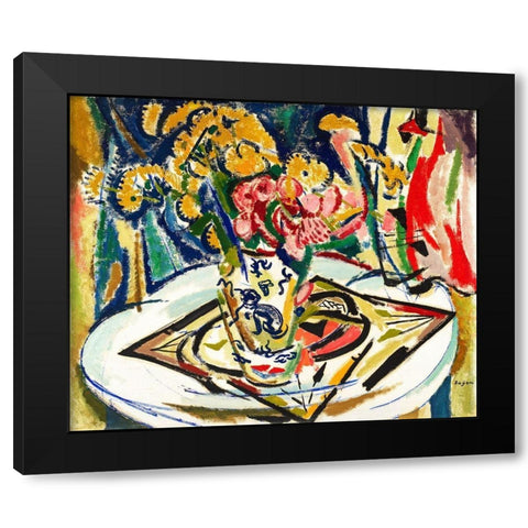 Flowers Black Modern Wood Framed Art Print with Double Matting by Sayen, Henry Lyman