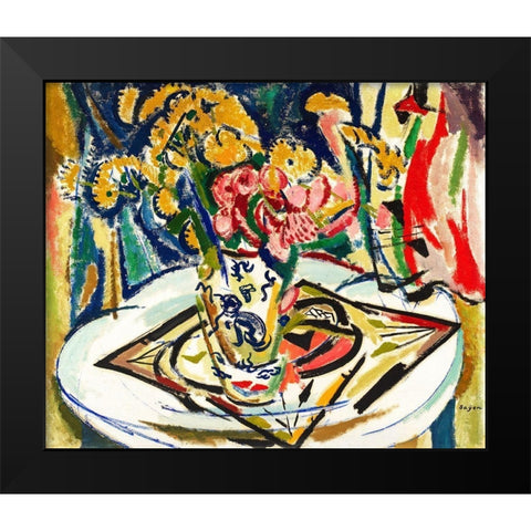 Flowers Black Modern Wood Framed Art Print by Sayen, Henry Lyman