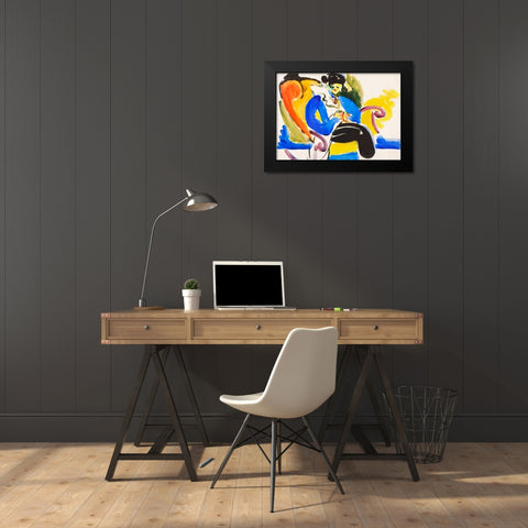 Calligraphic 2 Woman on Chair Black Modern Wood Framed Art Print by Sayen, Henry Lyman