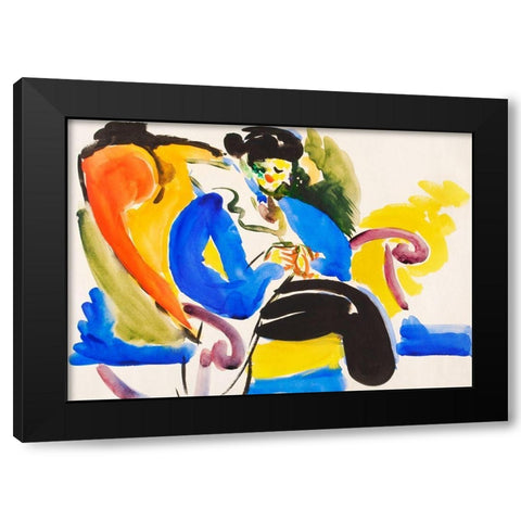 Calligraphic 2 Woman on Chair Black Modern Wood Framed Art Print with Double Matting by Sayen, Henry Lyman