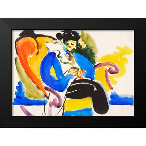 Calligraphic 2 Woman on Chair Black Modern Wood Framed Art Print by Sayen, Henry Lyman