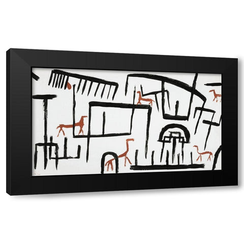Animals in an Enclosure Black Modern Wood Framed Art Print with Double Matting by Klee, Paul