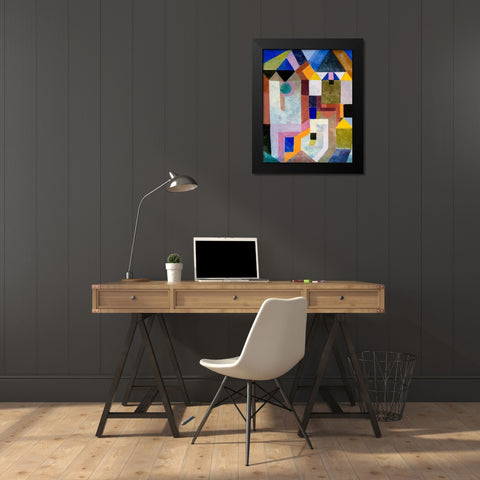Colorful Architecture Black Modern Wood Framed Art Print by Klee, Paul