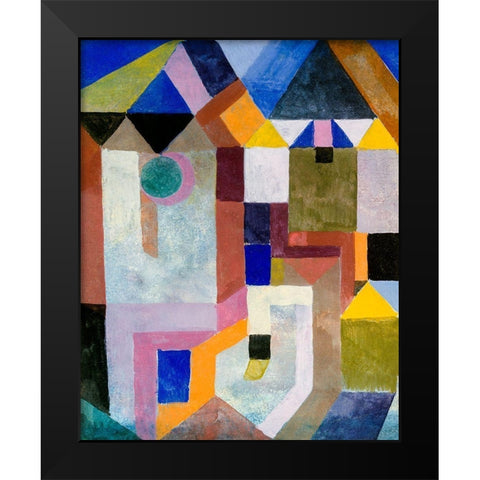 Colorful Architecture Black Modern Wood Framed Art Print by Klee, Paul