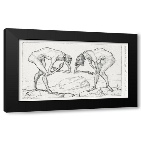 Two Men Meet-Each Believing the Other to Be of Higher Rank Black Modern Wood Framed Art Print by Klee, Paul