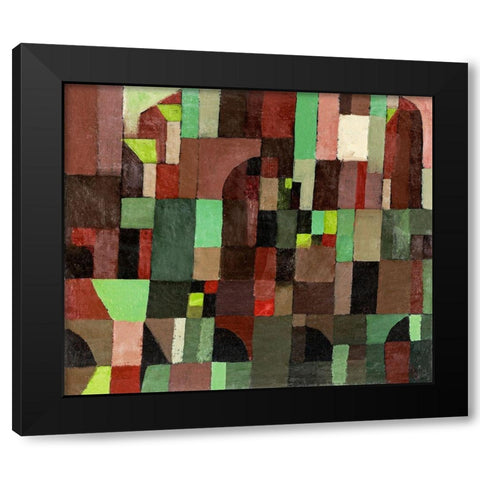 Red and Green Architecture Black Modern Wood Framed Art Print by Klee, Paul