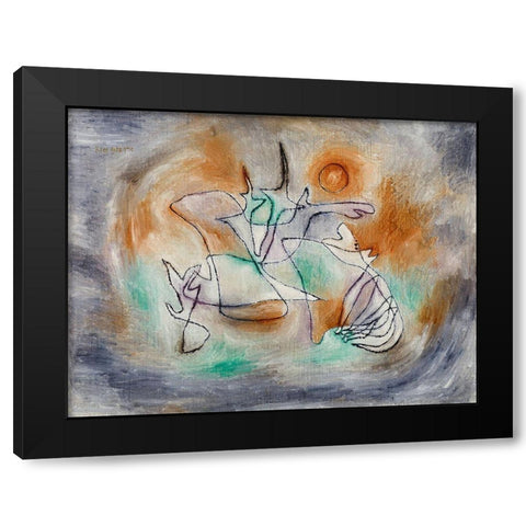 Howling Dog Black Modern Wood Framed Art Print with Double Matting by Klee, Paul