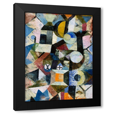 Composition with the Yellow Half-Moon and the Y Black Modern Wood Framed Art Print with Double Matting by Klee, Paul