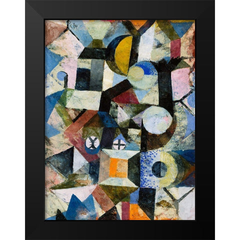 Composition with the Yellow Half-Moon and the Y Black Modern Wood Framed Art Print by Klee, Paul
