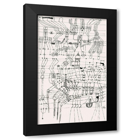 Drawing Knotted in the Manner of a Net Black Modern Wood Framed Art Print by Klee, Paul
