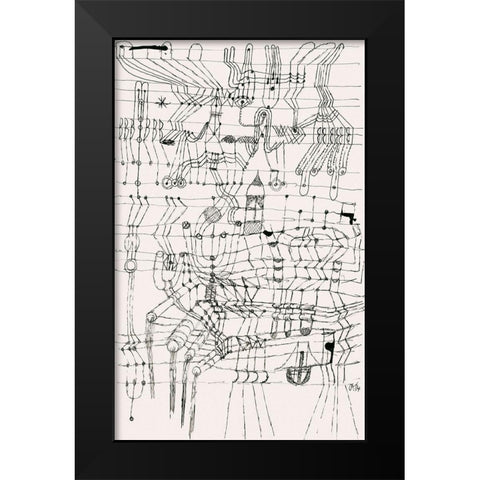 Drawing Knotted in the Manner of a Net Black Modern Wood Framed Art Print by Klee, Paul