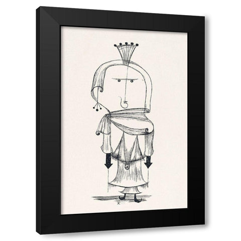 Witch with a Comb Black Modern Wood Framed Art Print with Double Matting by Klee, Paul