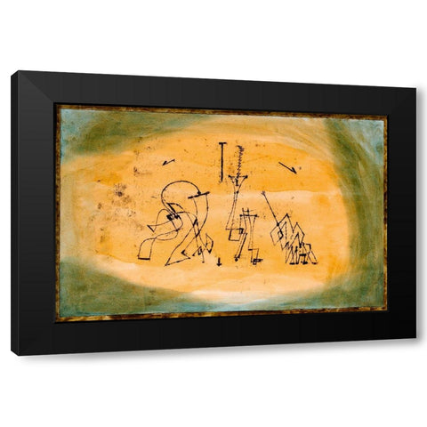 Abstract Trio 1923 Black Modern Wood Framed Art Print with Double Matting by Klee, Paul
