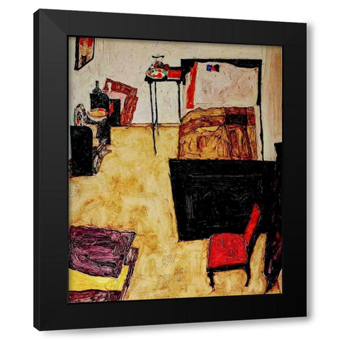 Villa R 1919 Black Modern Wood Framed Art Print with Double Matting by Klee, Paul