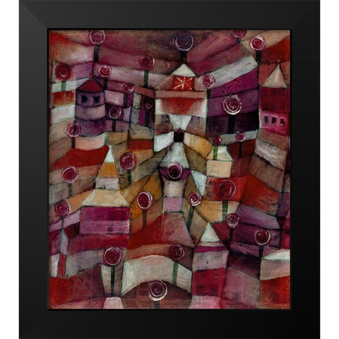 Rose Garden Black Modern Wood Framed Art Print by Klee, Paul