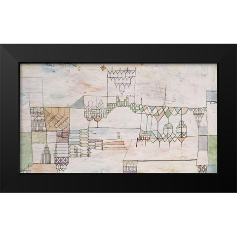 Great Hall for Singers Black Modern Wood Framed Art Print by Klee, Paul