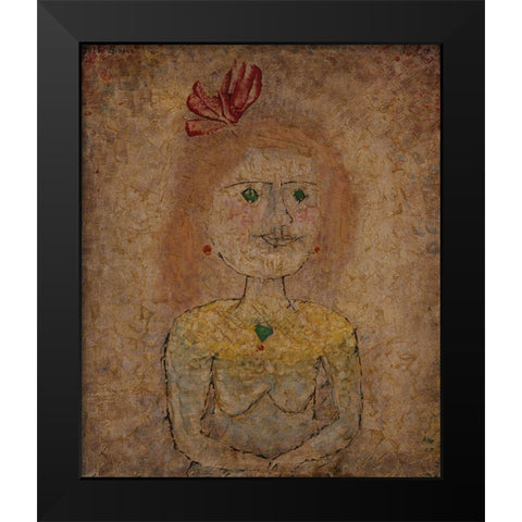 Small Portrait of a Girl in Yellow Black Modern Wood Framed Art Print by Klee, Paul